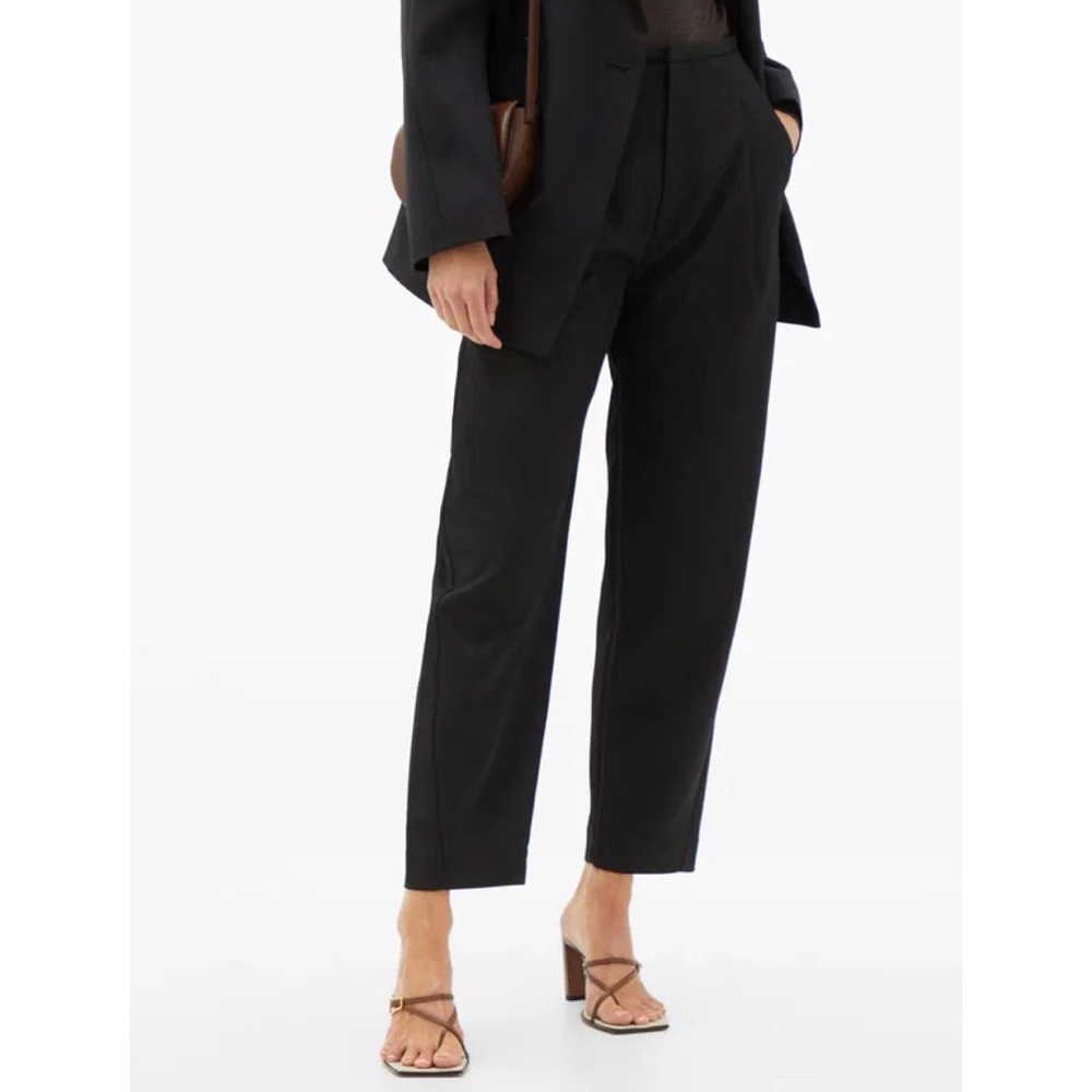 Totême Lumio Cropped Twill Trousers Black Size XS